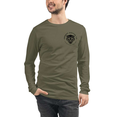 Unisex Long Sleeve Panther Tee 2 by Unrest Coffee in Hampden Maine