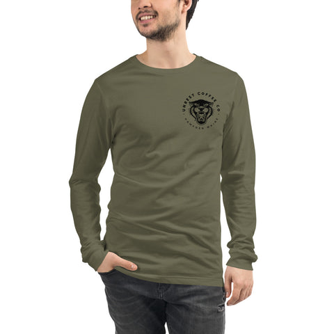 Unisex Long Sleeve Panther Tee 5 by Unrest Coffee in Hampden Maine